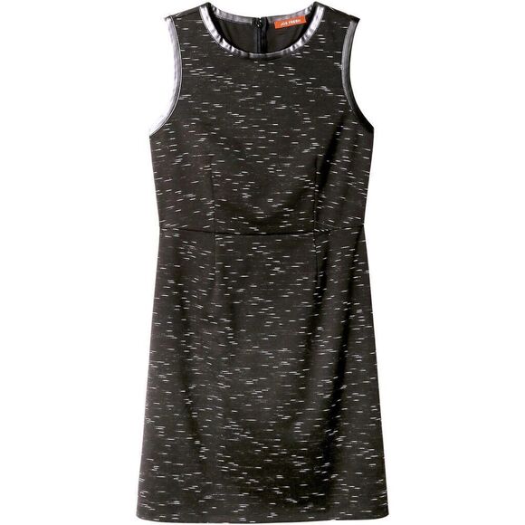 Joe Fresh Dresses & Skirts - NWT Joe Fresh Faux Leather Trim Shift STRETCH Dress Black Heathered Sleeveless L